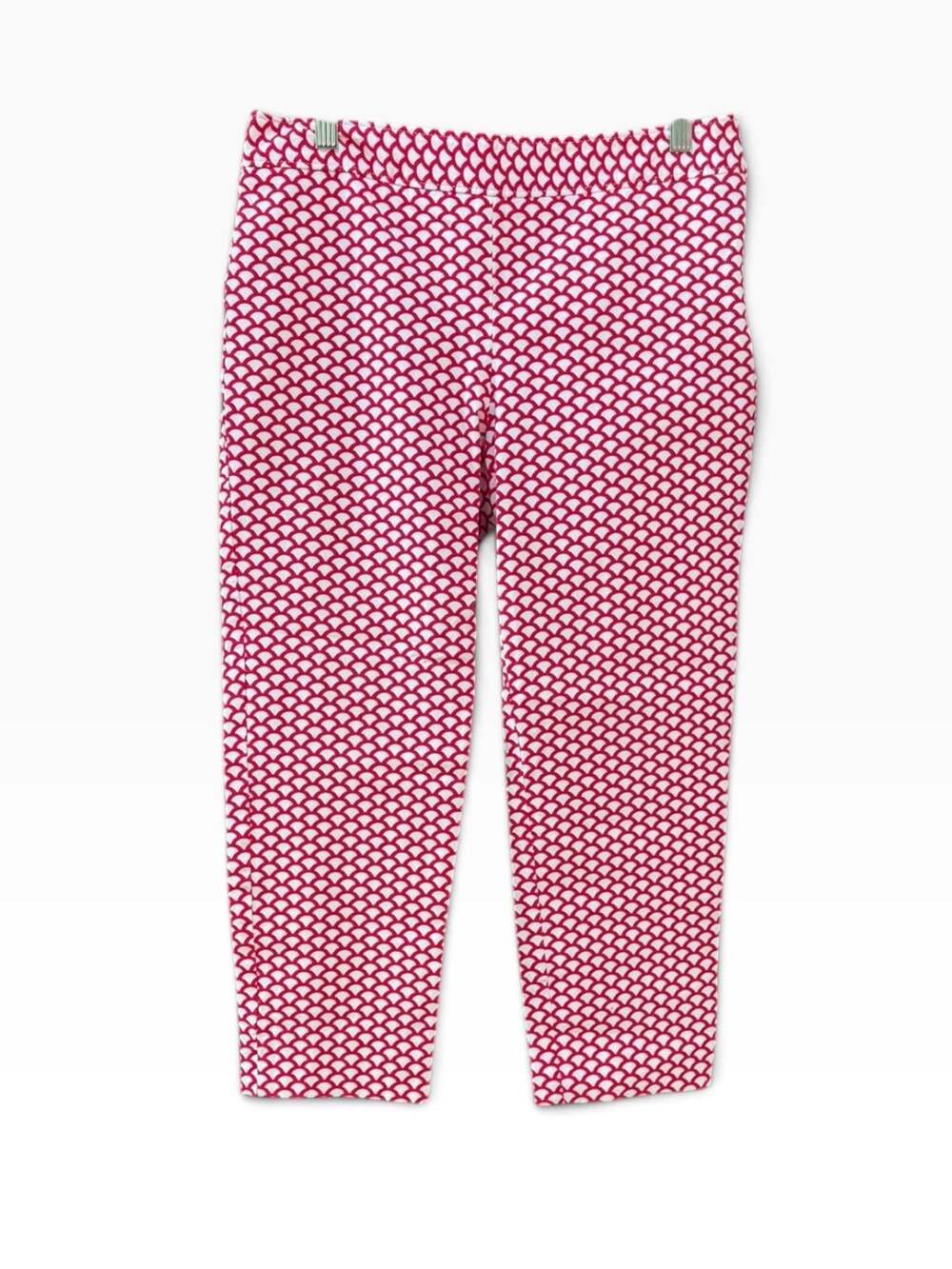 Talbots Chatham Red Scallop Print Twill Cropped Pants 6P